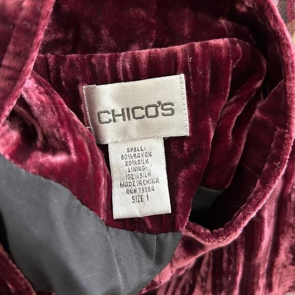 Chicos Women Long Sleeve Blazer Jacket Burgundy Holiday Fairy Goth Size Medium - Picture 5 of 8